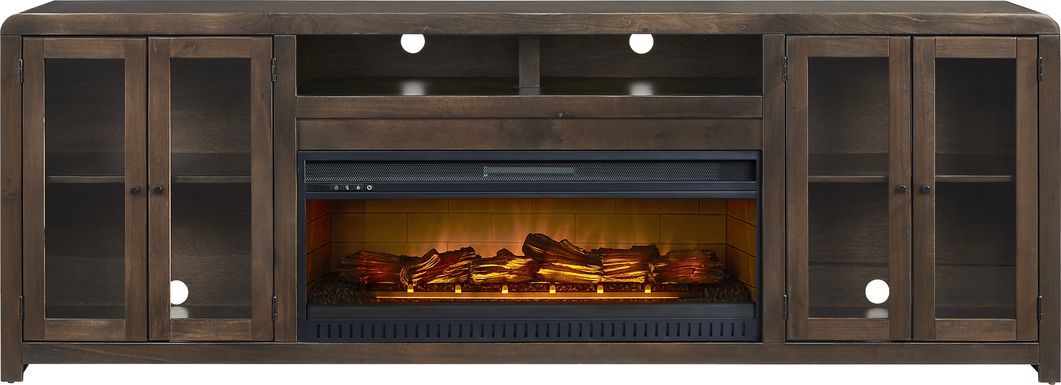 Montavilla Espresso 96 in. Console with Electric Log Fireplace