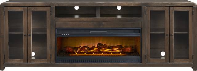 Montavilla Espresso 96 in. Console with Electric Log Fireplace - Thumbnail - Image 1