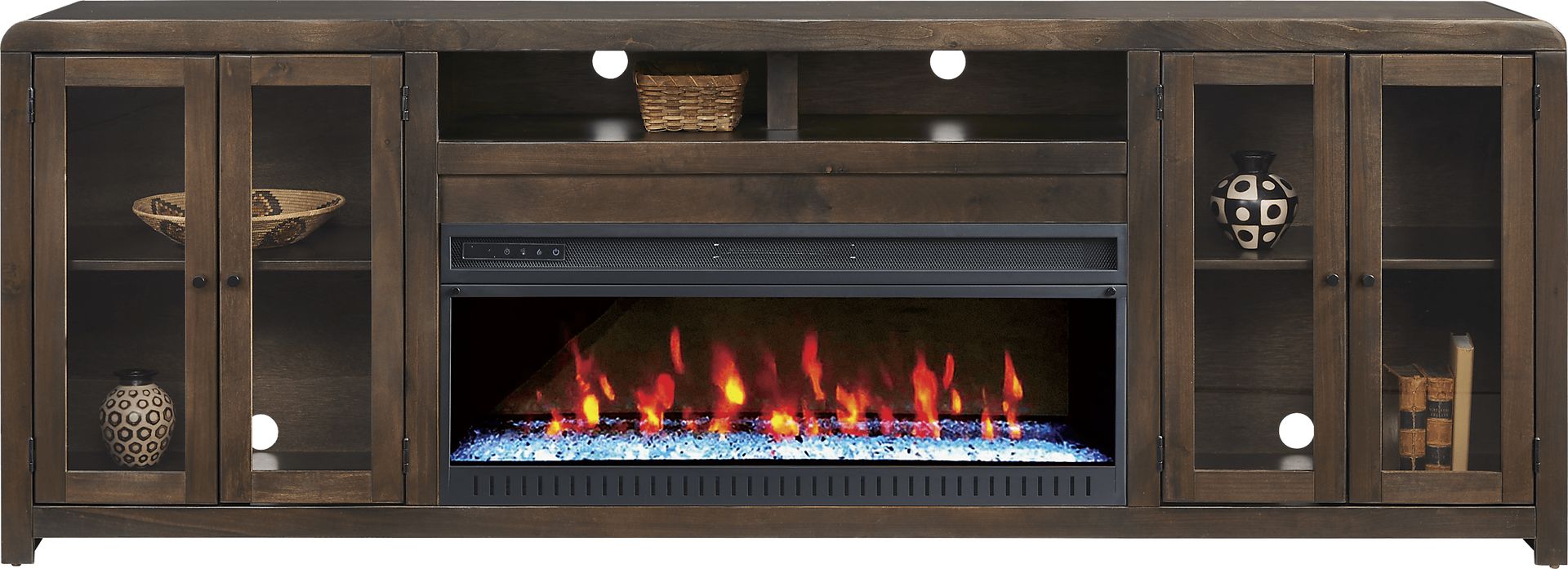 Montavilla Espresso 96 in. Console with Electric Fireplace - Image 2