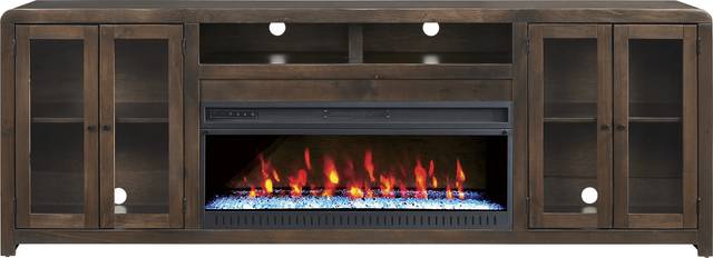 Montavilla Espresso 96 in. Console with Electric Fireplace - Thumbnail - Image 1