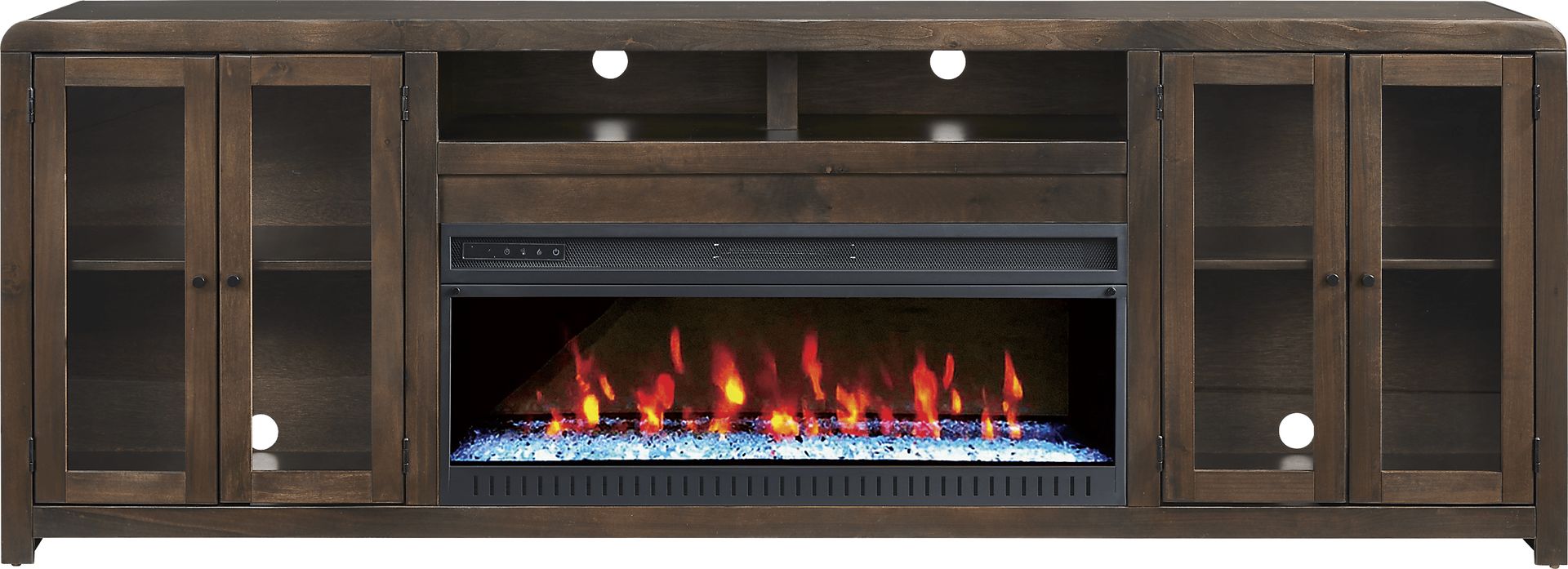 Montavilla Espresso 96 in. Console with Electric Fireplace - Image 1