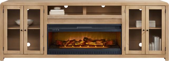 Montavilla Taffy 96 in. Console with Electric Log Fireplace - Thumbnail - Image 2