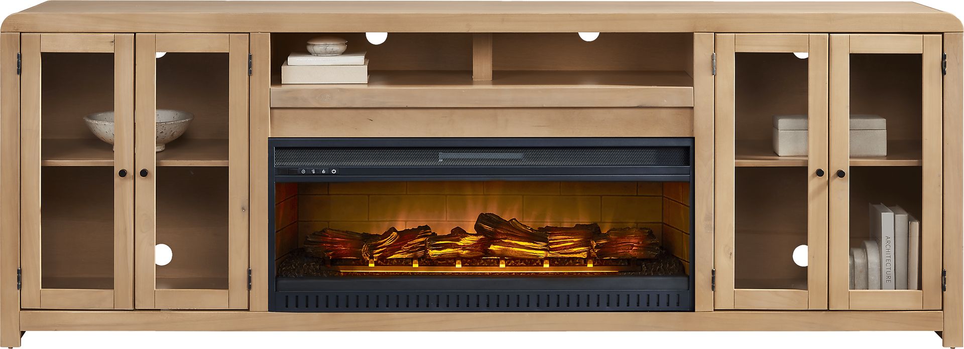 Montavilla Taffy 96 in. Console with Electric Log Fireplace - Image 2