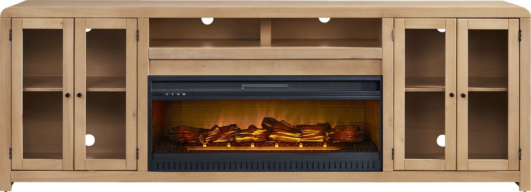 Montavilla Taffy 96 in. Console with Electric Log Fireplace