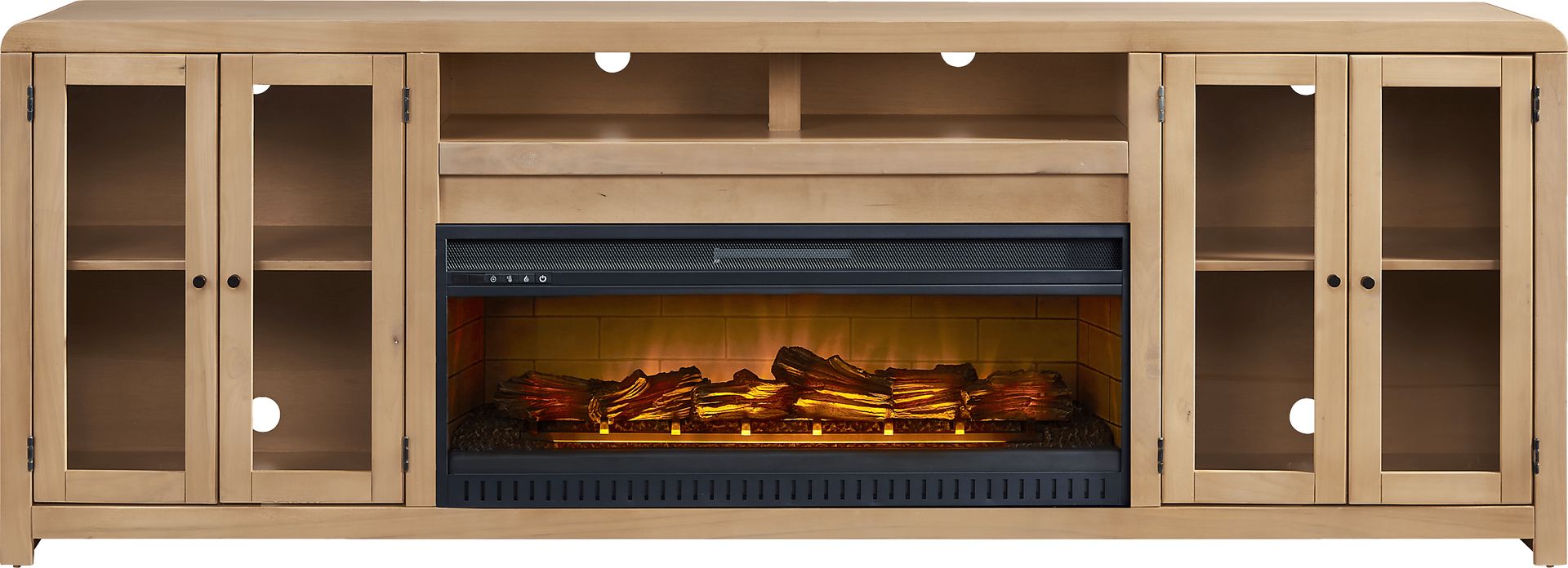 Montavilla Taffy 96 in. Console with Electric Log Fireplace - Image 1