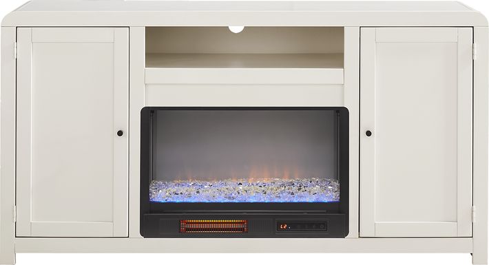 Montavilla White 64 in. Console with Electric Fireplace
