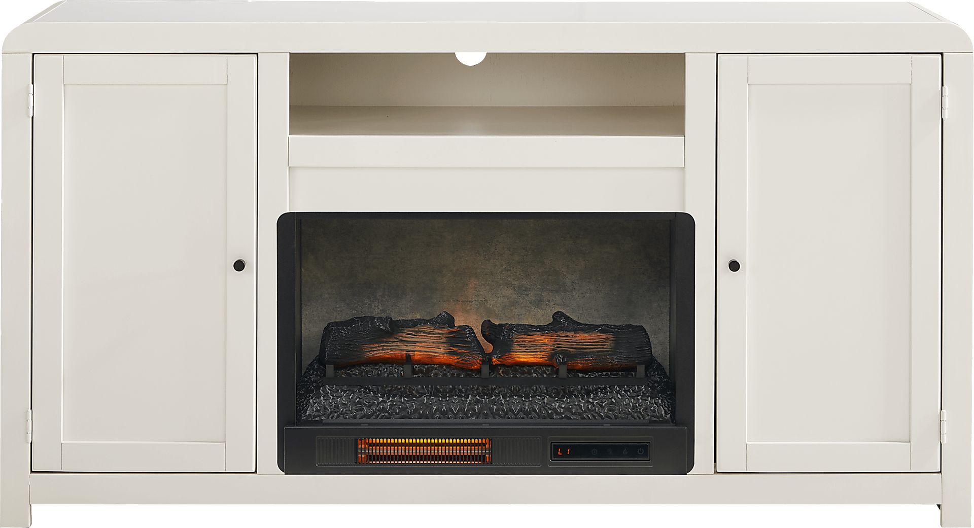 Montavilla White 64 in. Console with Electric Log Fireplace - Image 1