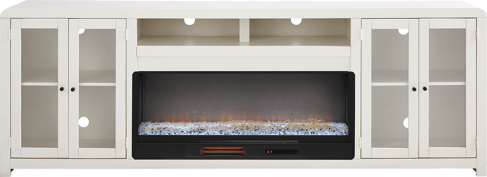 Montavilla White 96 in. Console with Electric Fireplace