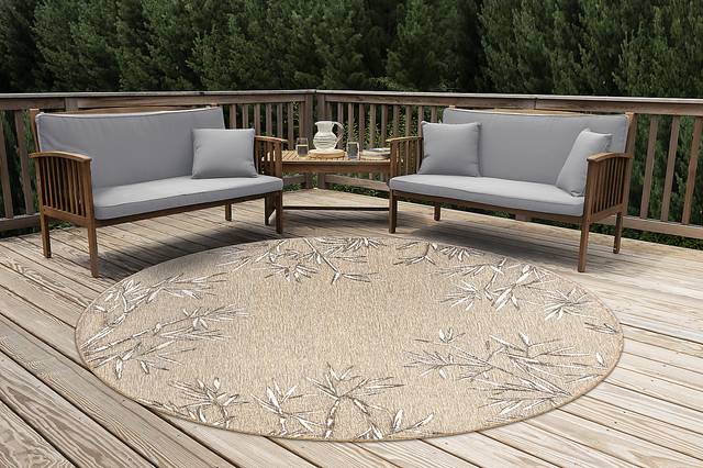 Montdover Tan 7'10 Round Indoor/Outdoor Rug - Thumbnail - Image 3