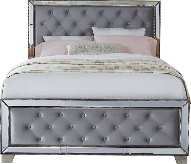 Montebello Silver 3 Pc Queen Upholstered Bed - Thumbnail - Image 1