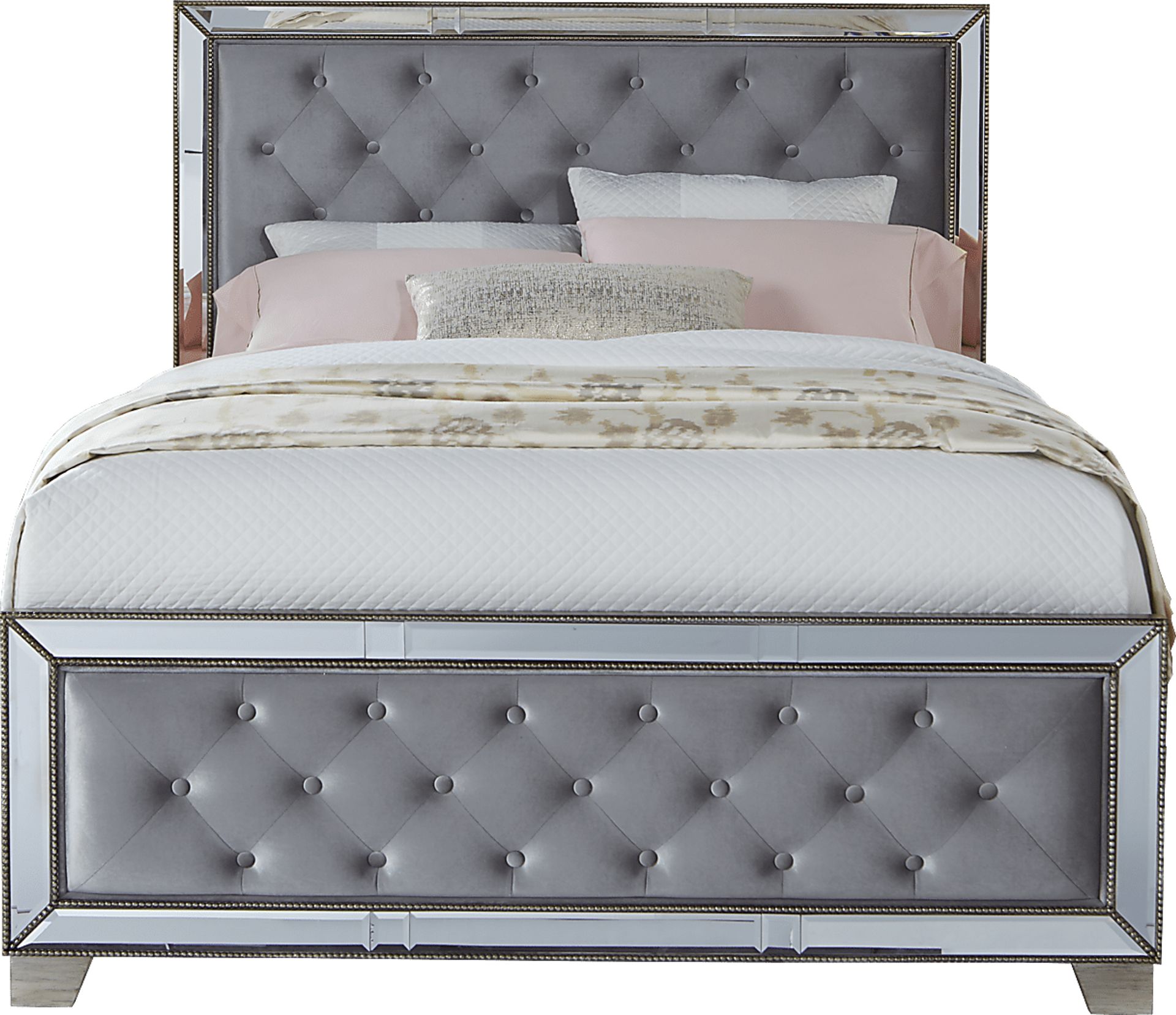 Montebello Silver 3 Pc Queen Upholstered Bed - Image 1