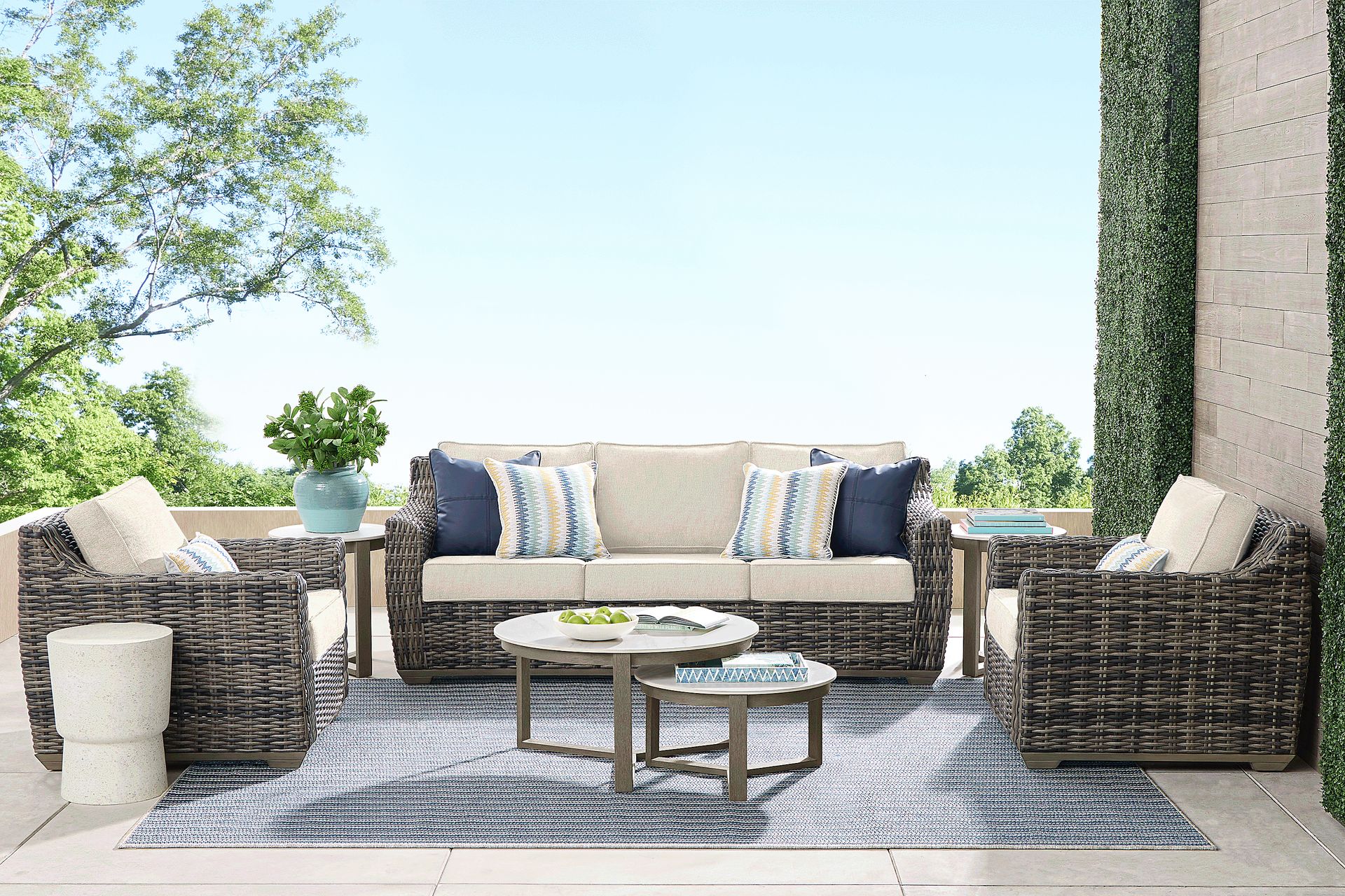 Montecello Gray 3 Pc Outdoor Seating Set with Twine Cushions - Image 1