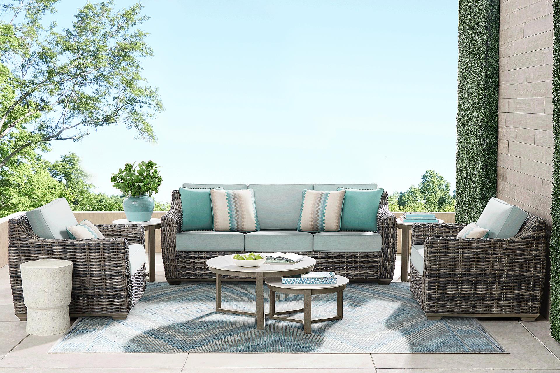 Montecello Gray 4 Pc Outdoor Seating Set with Mist Cushions