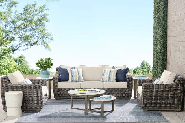 Montecello Gray 4 Pc Outdoor Seating Set with Twine Cushions - Thumbnail - Image 1
