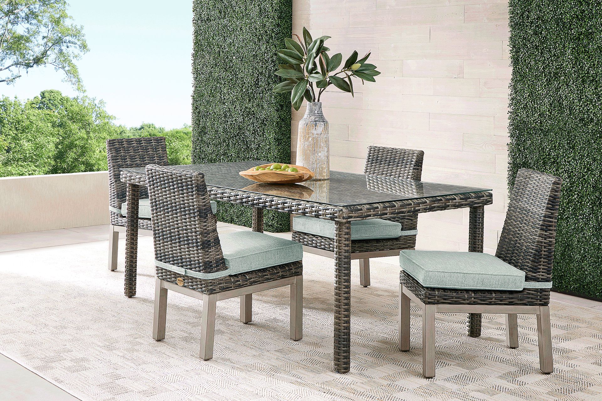 Montecello Gray 5 Pc Outdoor Dining Set with Mist Cushions - Image 1