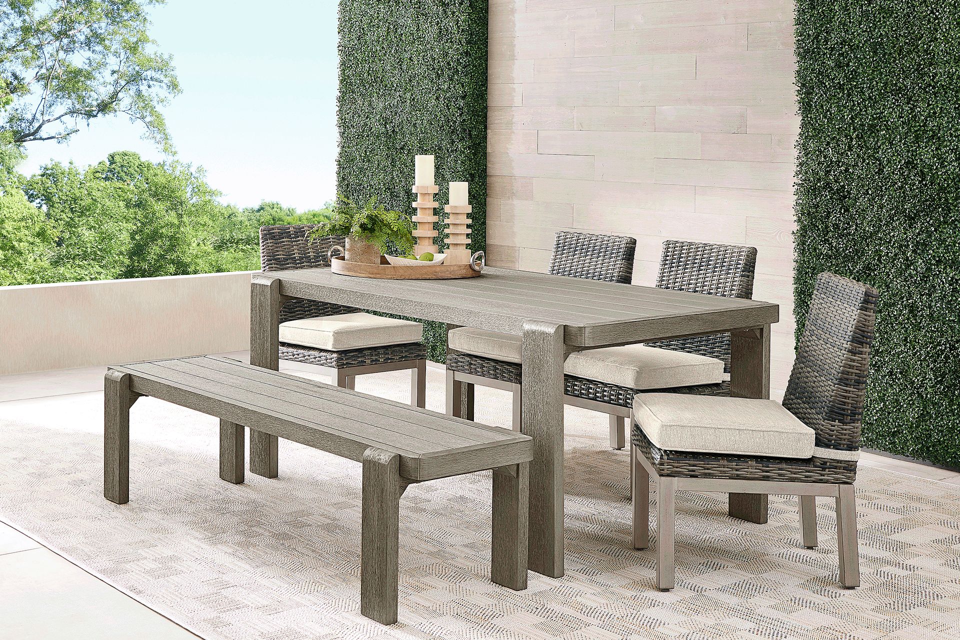 Montecello Gray 6 Pc Outdoor Dining Set with Twine Cushions - Image 1