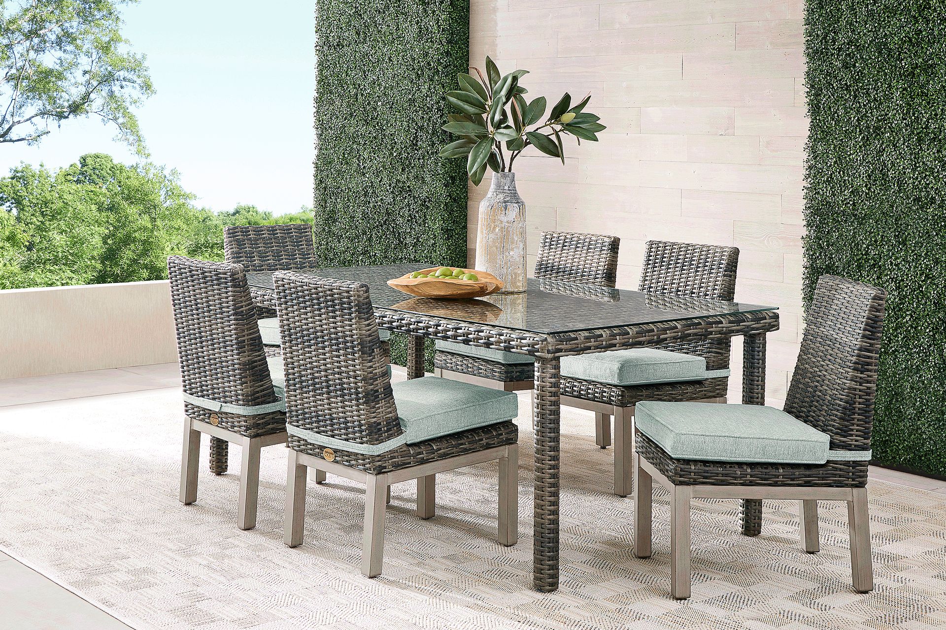 Montecello Gray 7 Pc Outdoor Dining Set with Mist Cushions - Image 1