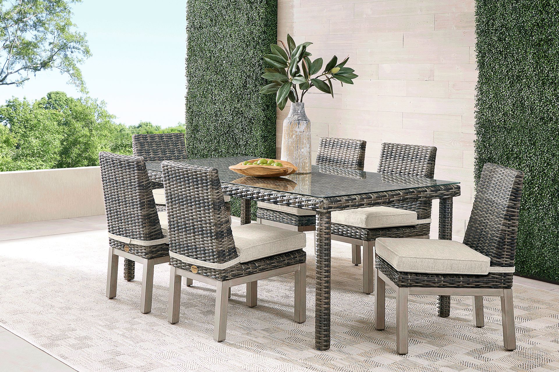 Montecello Gray 7 Pc Outdoor Dining Set with Twine Cushions - Image 1