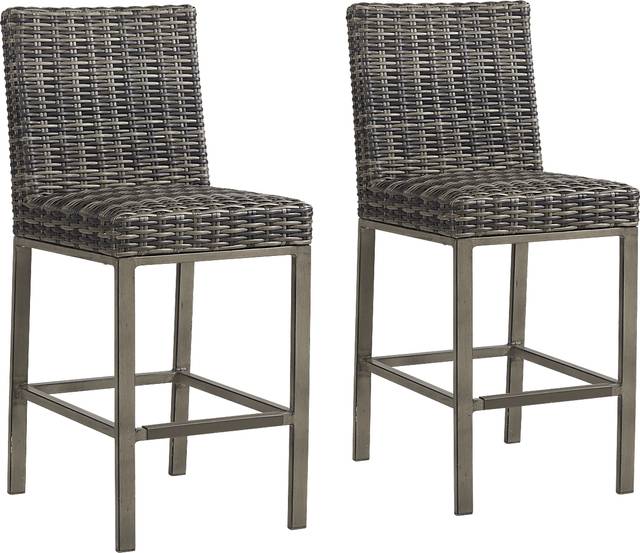 Montecello Gray Outdoor Barstool, Set of Two - Thumbnail - Image 1