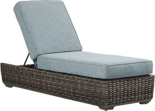 Montecello Gray Outdoor Chaise with Azure Cushions