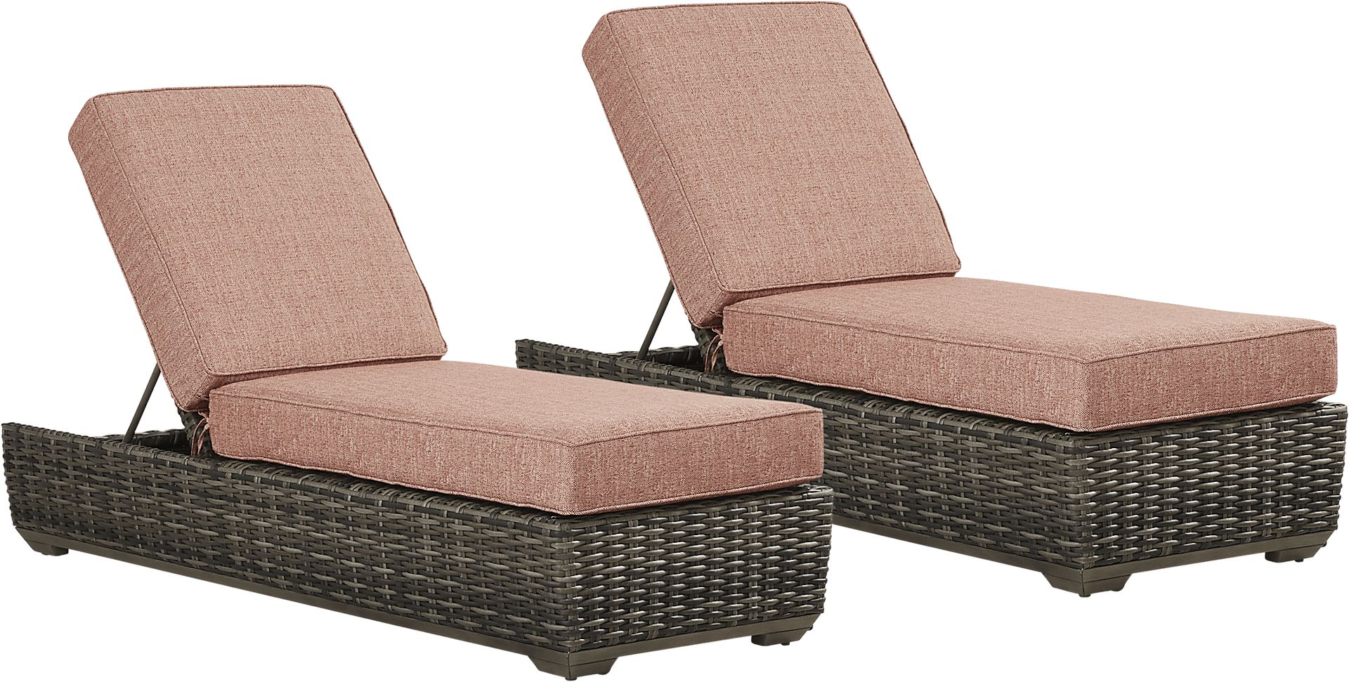 Montecello Gray Outdoor Chaise with Terracotta Cushions, Set of 2 - Image 1
