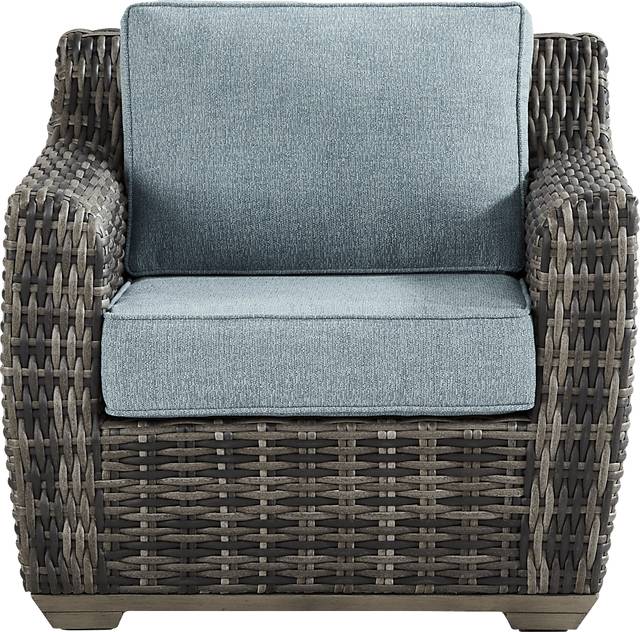 Montecello Gray 3 Pc Outdoor Seating Set with Azure Cushions - Thumbnail - Image 5