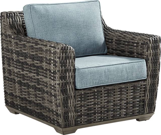 Montecello Gray 3 Pc Outdoor Seating Set with Azure Cushions - Thumbnail - Image 4