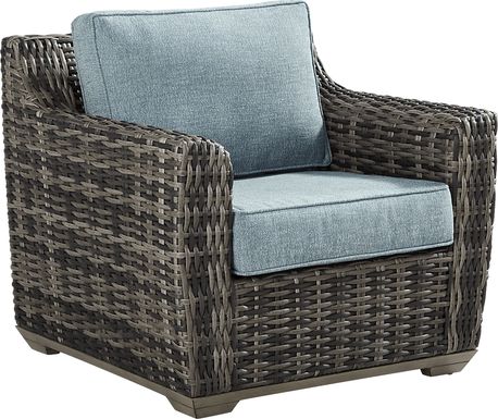 Montecello Gray Outdoor Club Chair with Azure Cushions