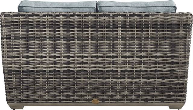 Montecello Gray 4 Pc Outdoor Loveseat Seating Set with Azure Cushions - Thumbnail - Image 4