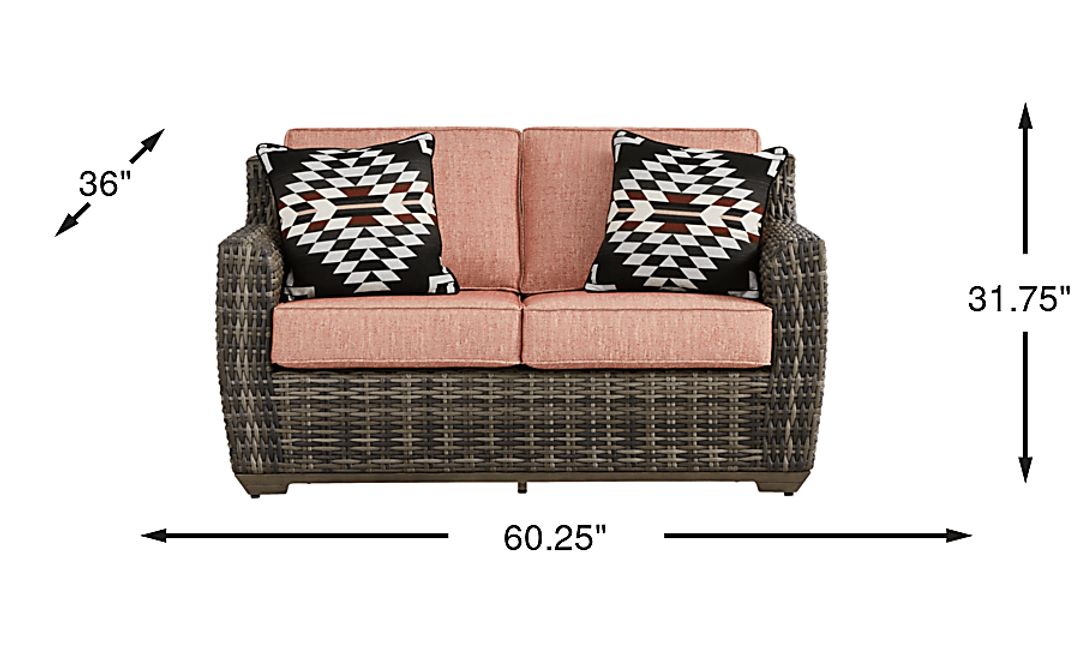 Montecello Gray Outdoor Loveseat with Terracotta Cushions