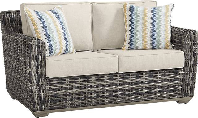 Montecello Gray Outdoor Loveseat with Twine Cushions - Thumbnail - Image 2