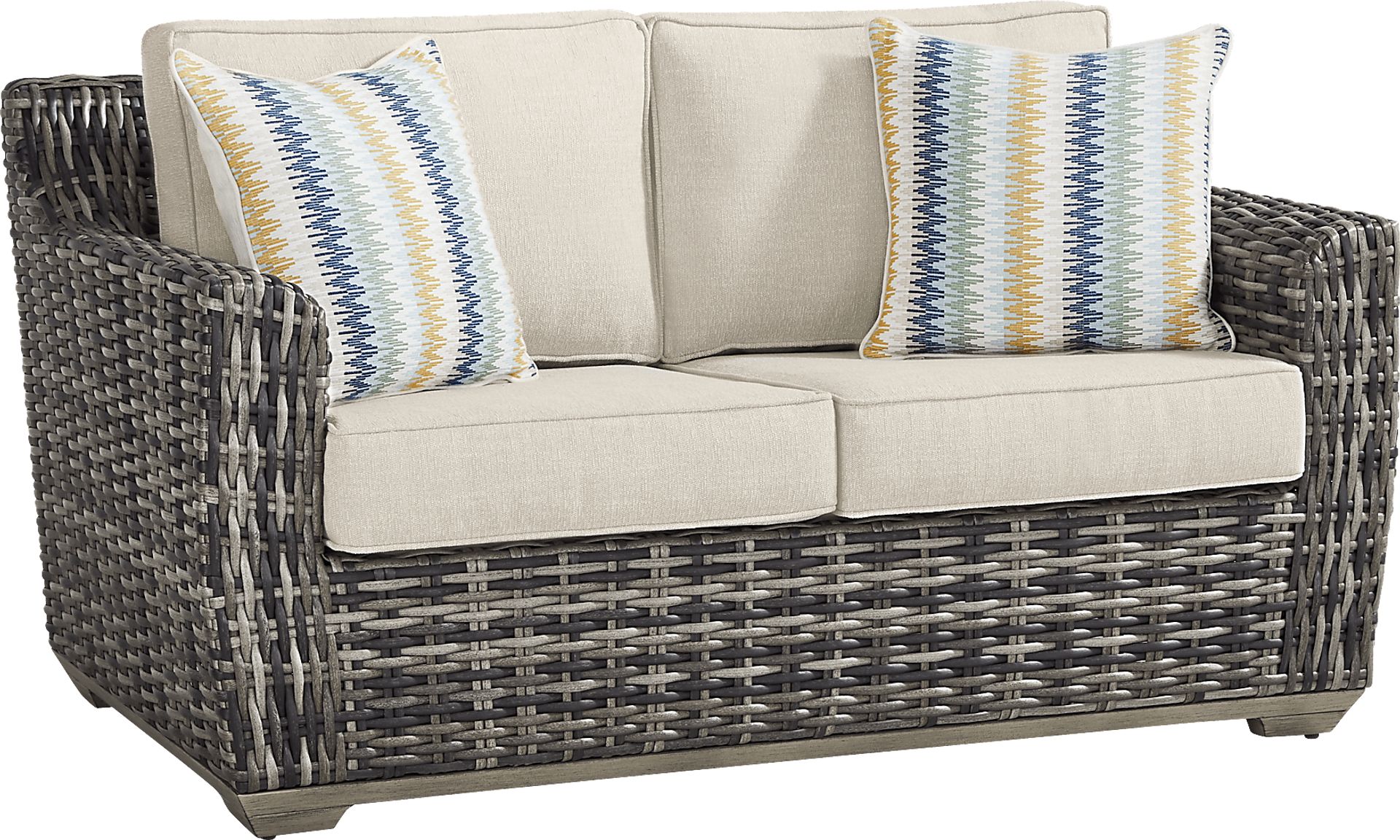 Montecello Gray Outdoor Loveseat with Twine Cushions - Image 2