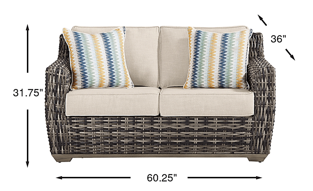 Montecello Gray Outdoor Loveseat with Twine Cushions