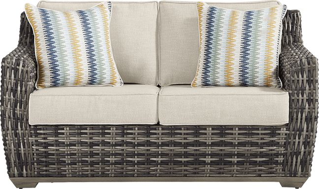 Montecello Gray Outdoor Loveseat with Twine Cushions