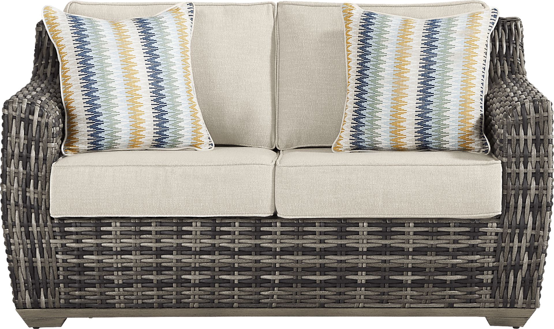 Montecello Gray Outdoor Loveseat with Twine Cushions - Image 1
