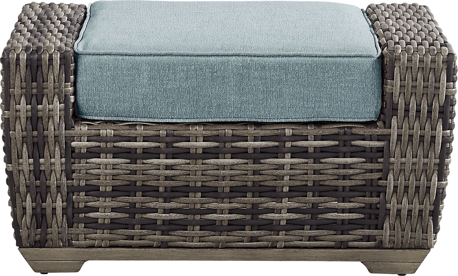 Montecello Gray Outdoor Ottoman with Azure Cushion - Thumbnail 2