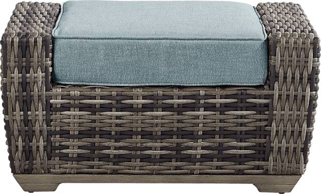 Montecello Gray Outdoor Ottoman with Azure Cushion - Thumbnail - Image 2