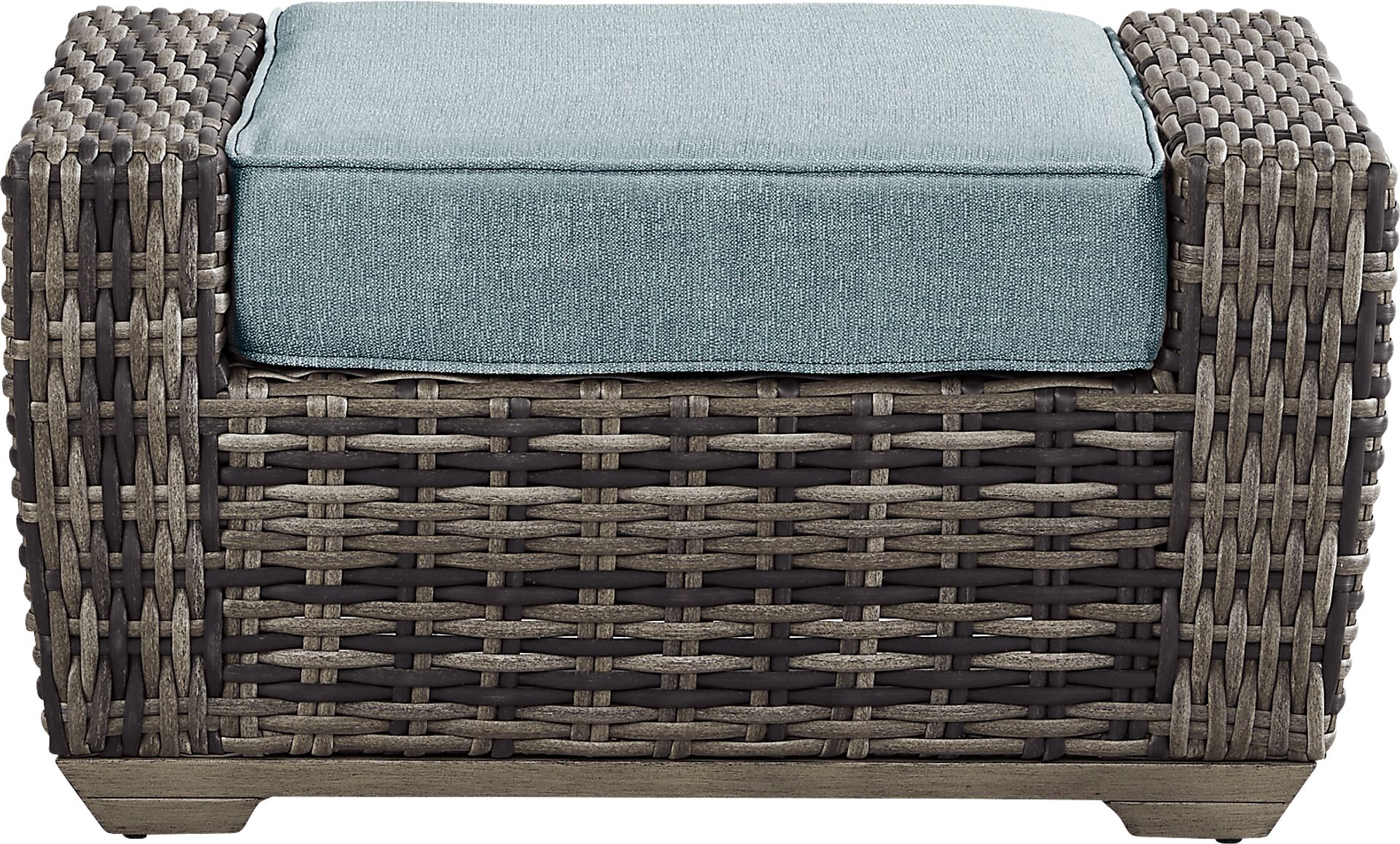 Montecello Gray Outdoor Ottoman with Azure Cushion - Image 2