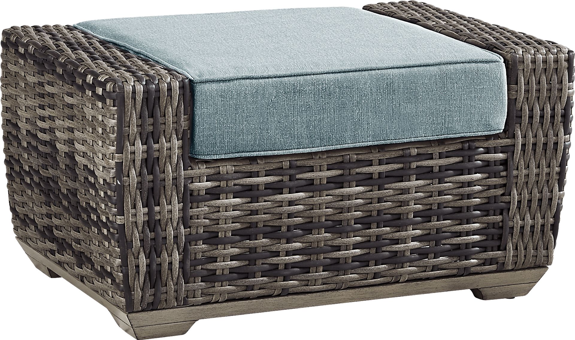 Montecello Gray Outdoor Ottoman with Azure Cushion - Image 1
