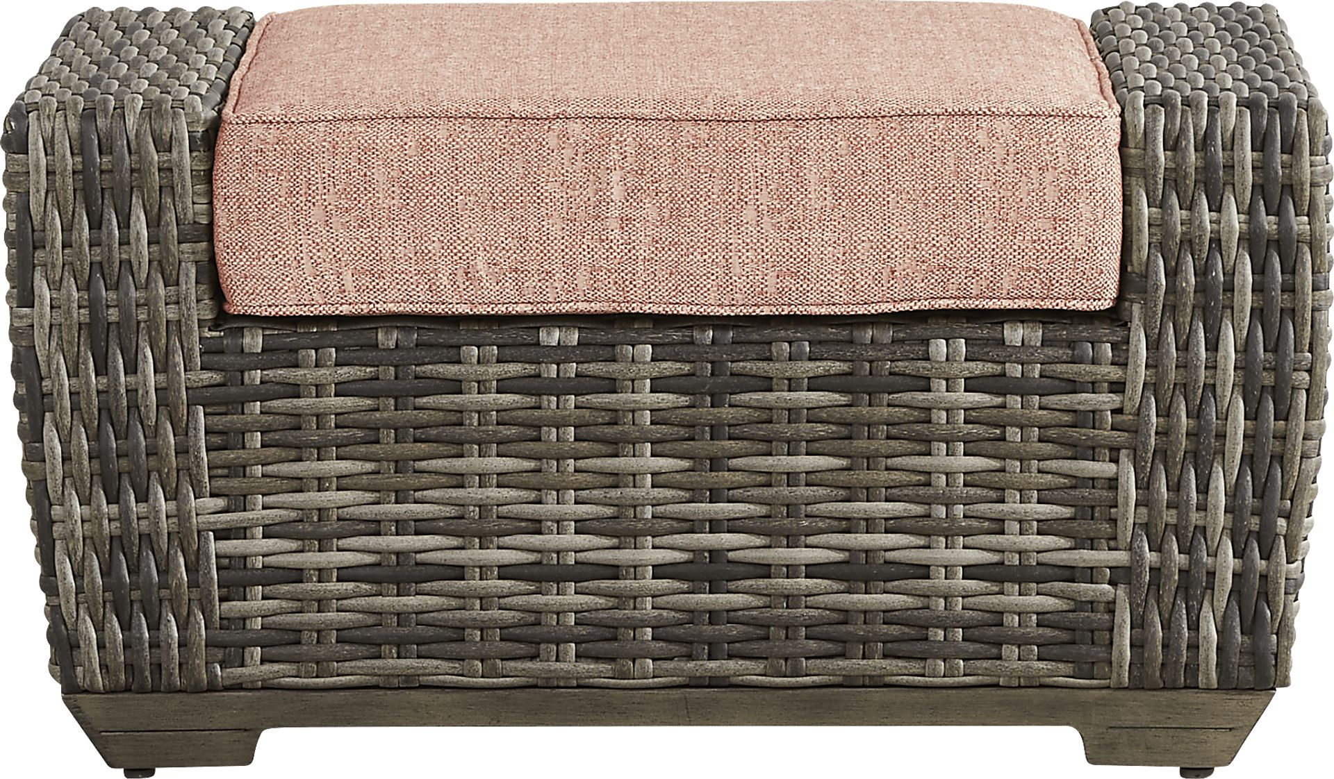 Montecello Gray Outdoor Ottoman with Terracotta Cushion - Image 2