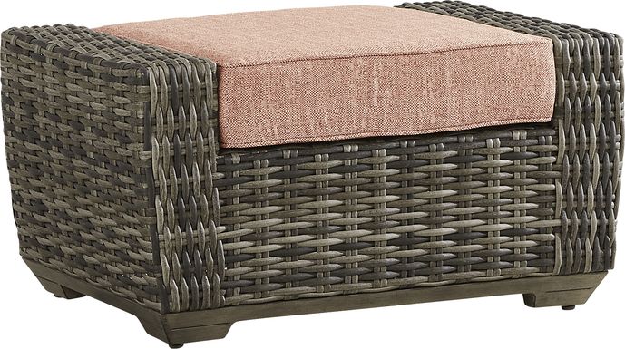 Montecello Gray Outdoor Ottoman with Terracotta Cushion