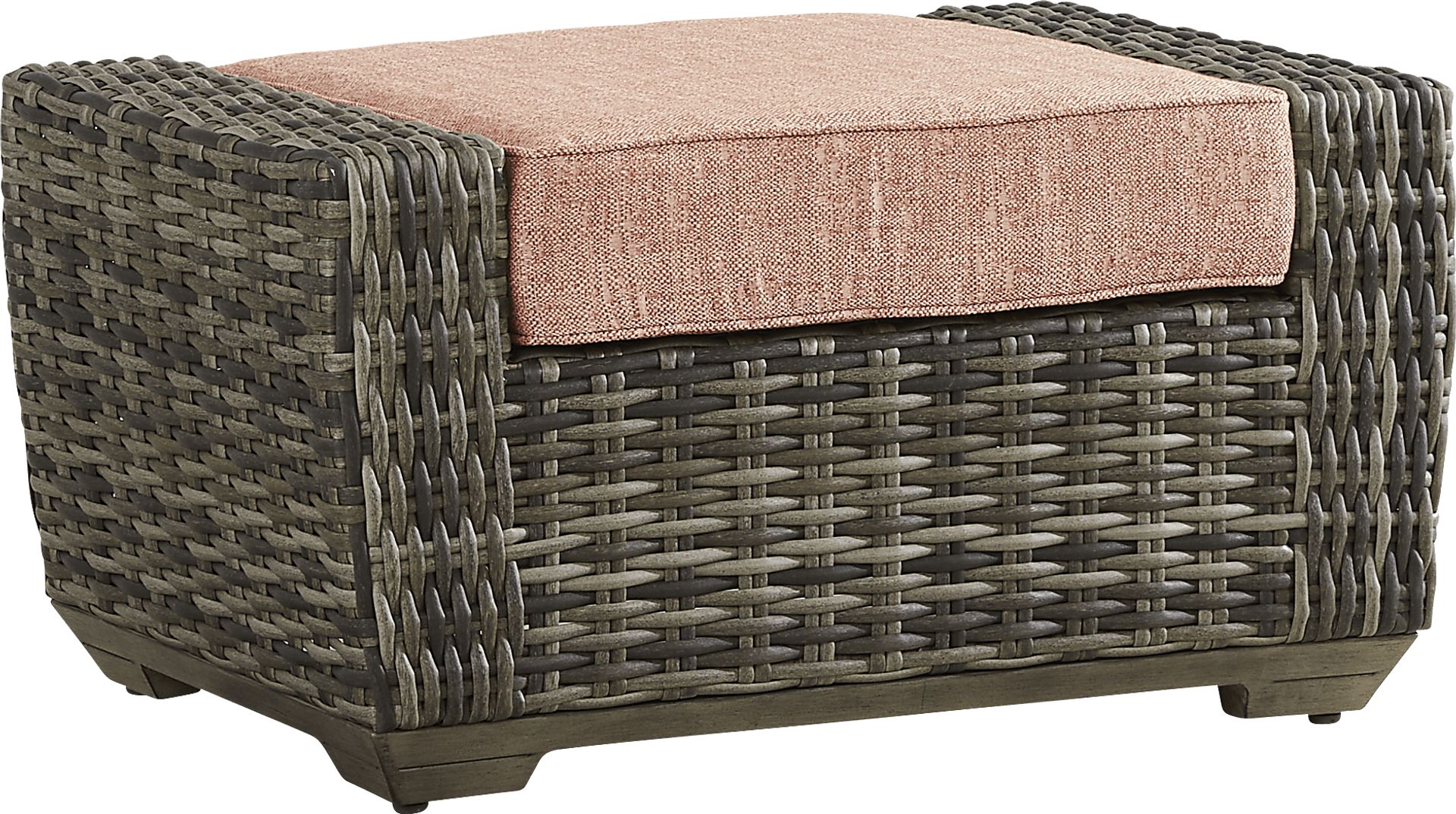 Montecello Gray Outdoor Ottoman with Terracotta Cushion - Image 1