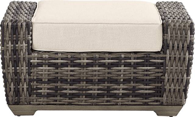 Montecello Gray Outdoor Ottoman with Twine Cushion - Thumbnail - Image 2