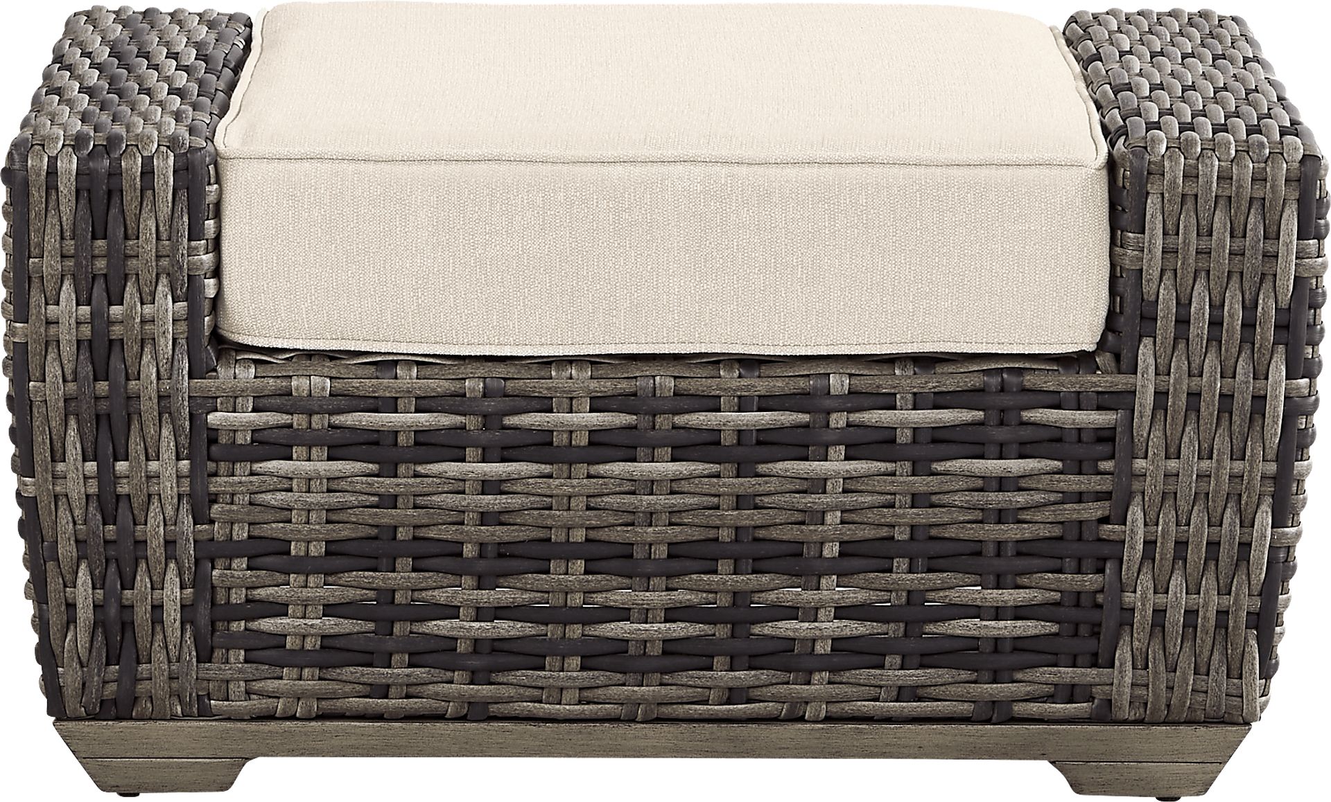 Montecello Gray Outdoor Ottoman with Twine Cushion - Image 2