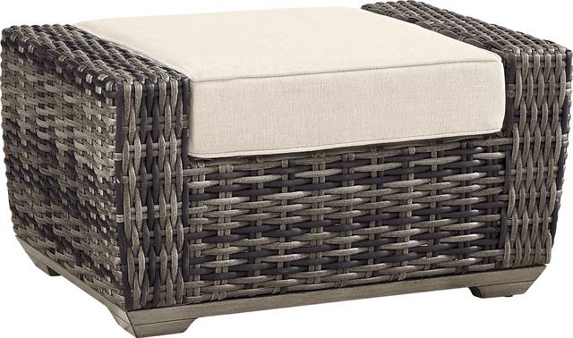 Montecello Gray Outdoor Ottoman with Twine Cushion - Thumbnail - Image 1