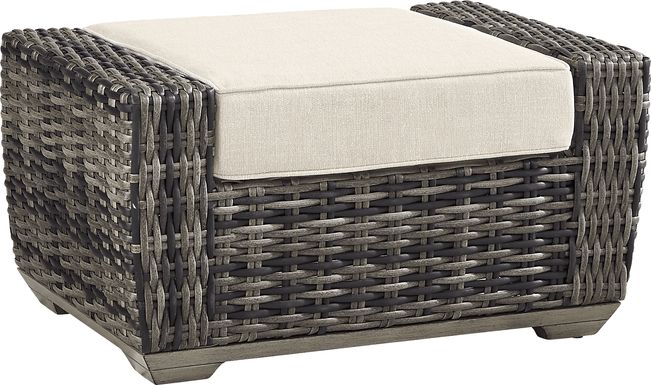 Montecello Gray Outdoor Ottoman with Twine Cushion