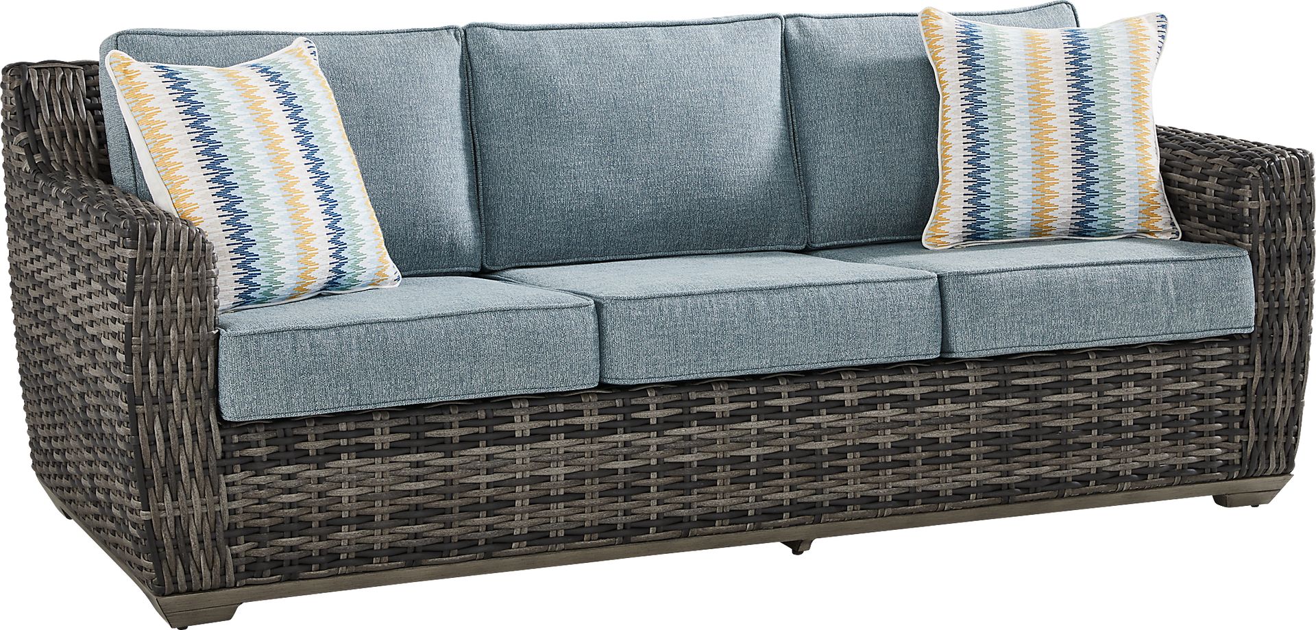 Montecello Gray 3 Pc Outdoor Seating Set with Azure Cushions - Image 3