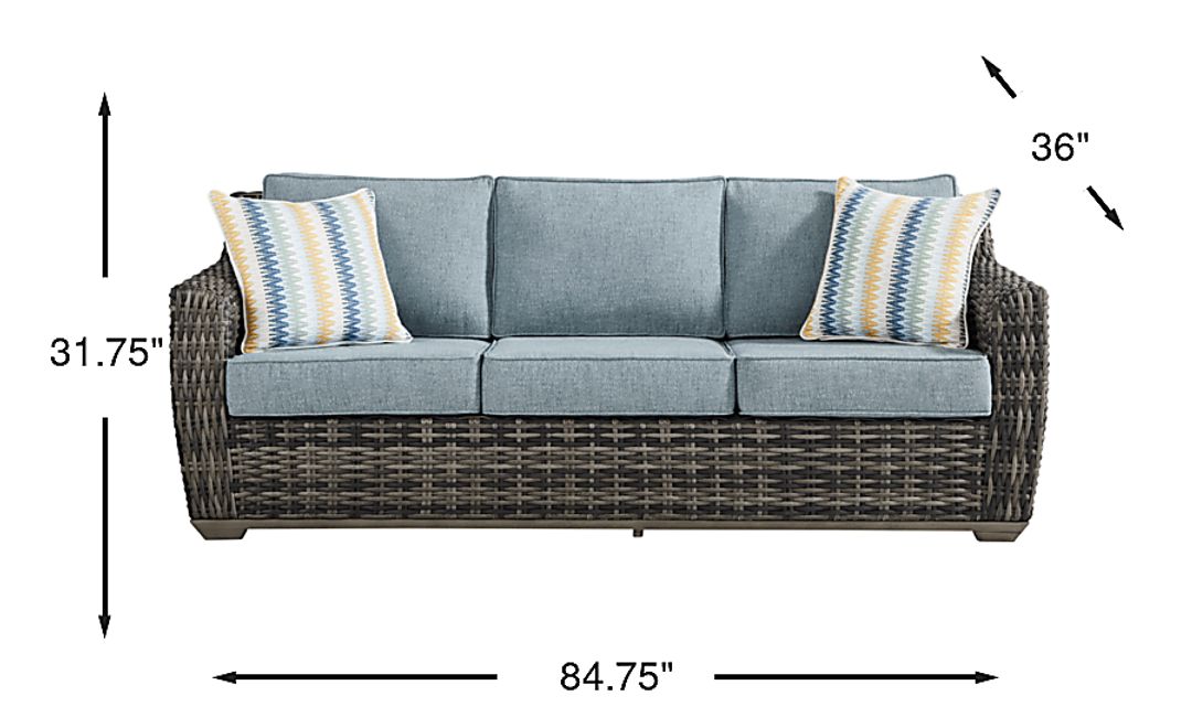Montecello Gray Outdoor Sofa with Azure Cushions