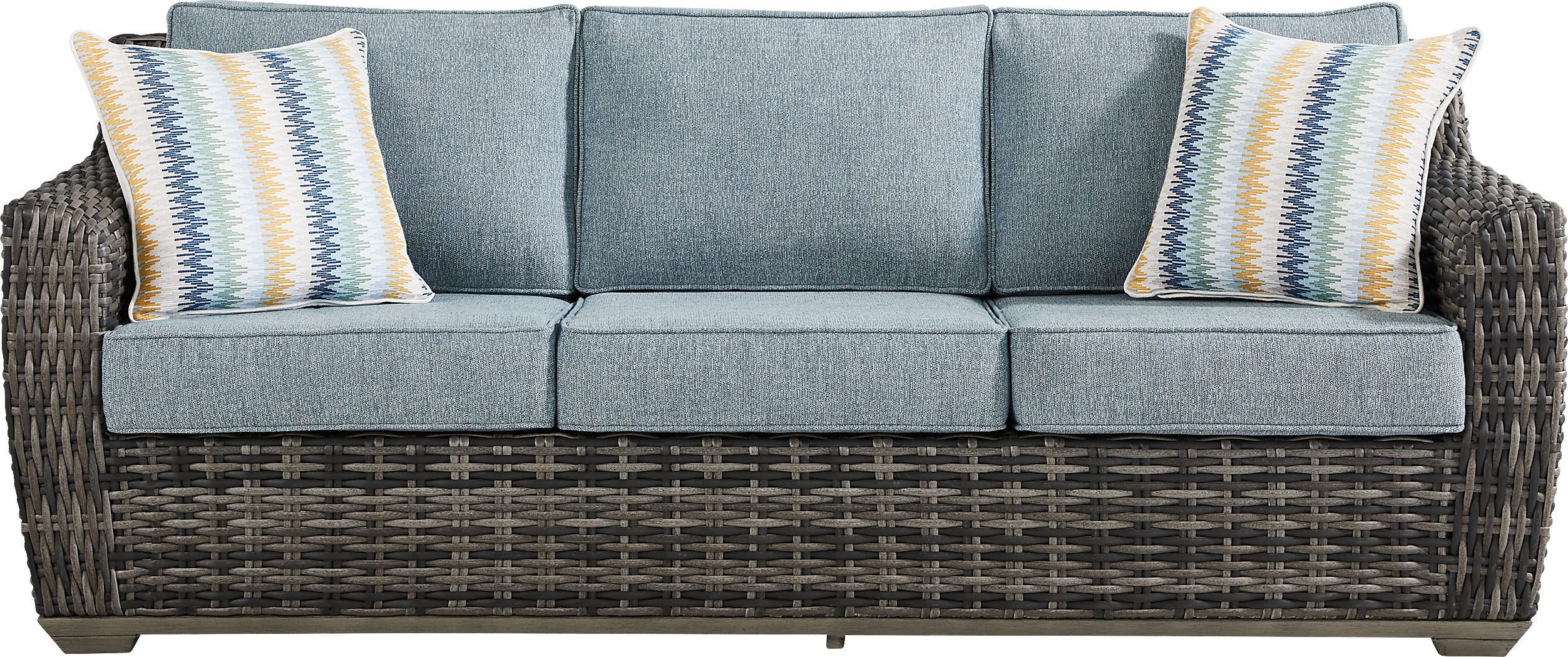 Montecello Gray Outdoor Sofa with Azure Cushions