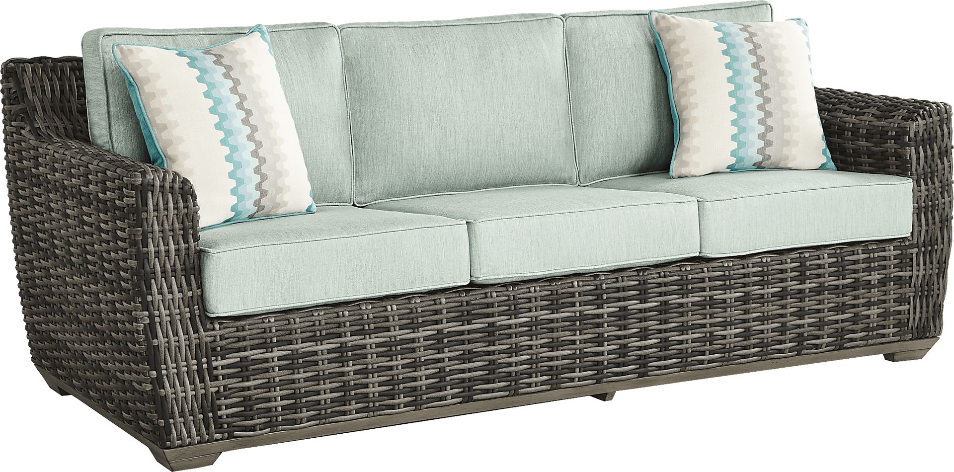 Montecello Gray Outdoor Sofa with Mist Cushions - Image 3